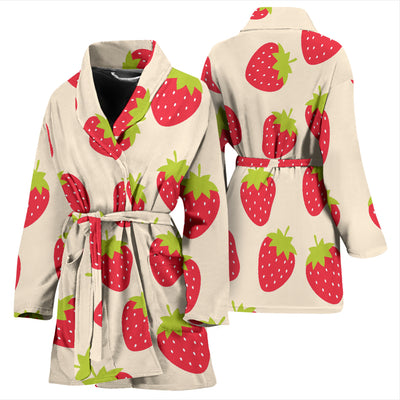 Strawberry Pattern Print Design SB02 Women Bathrobe