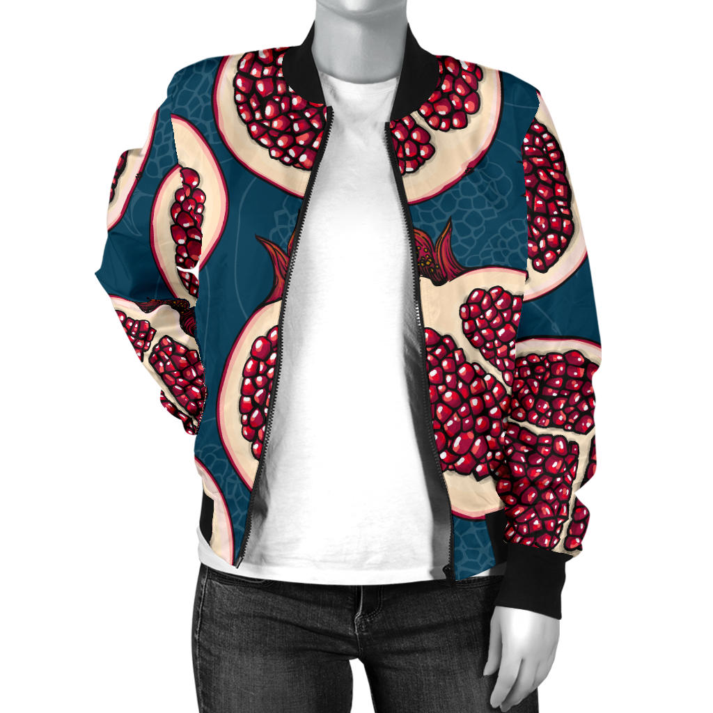 Pomegranate Pattern Print Design PG02 Women Bomber Jacket