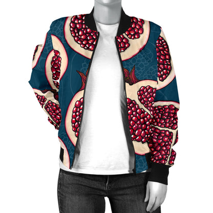 Pomegranate Pattern Print Design PG02 Women Bomber Jacket