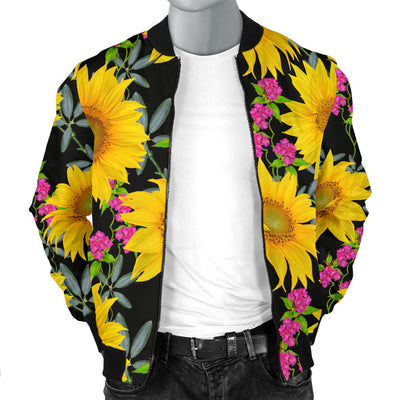 Sunflower Pattern Print Design SF014 Men Bomber Jacket