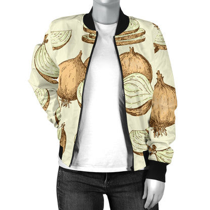 Onion Pattern Print Design A02 Women's Bomber Jacket