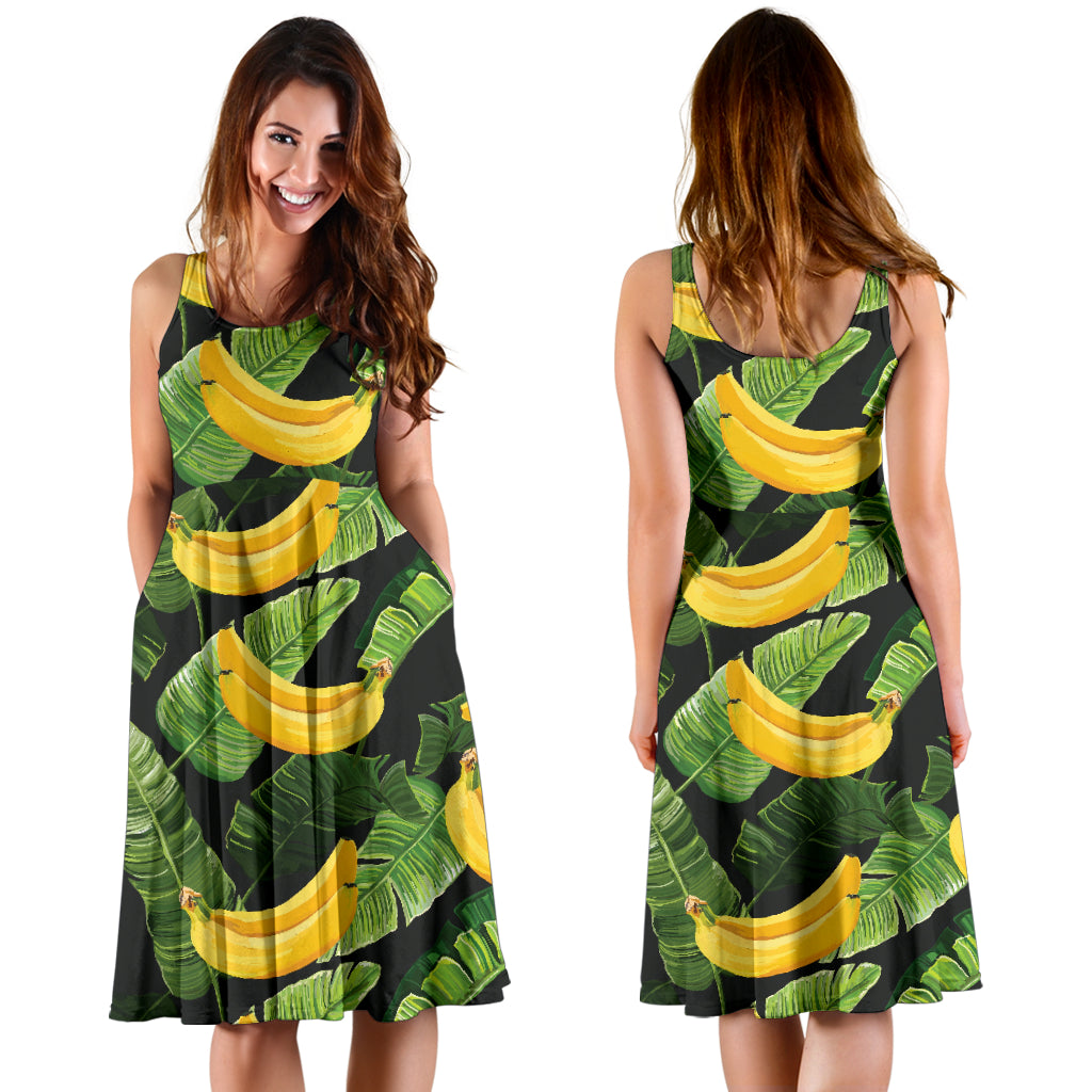 Banana Pattern Print Design BA01 Midi Dress