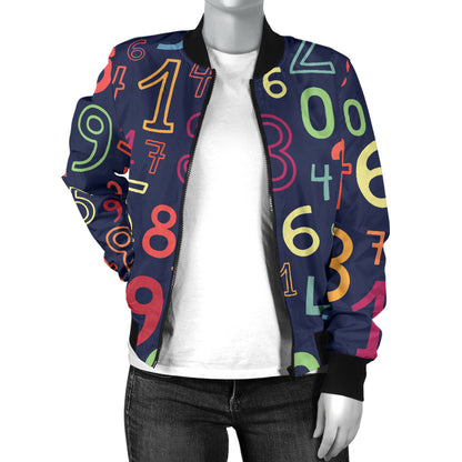 Number Pattern Print Design A01 Women's Bomber Jacket