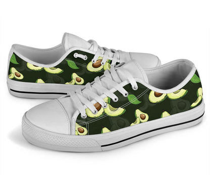 Avocado Pattern Print Design AC07 White Bottom Low Top Shoes