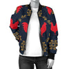 Rooster Pattern Print Design A02 Women's Bomber Jacket