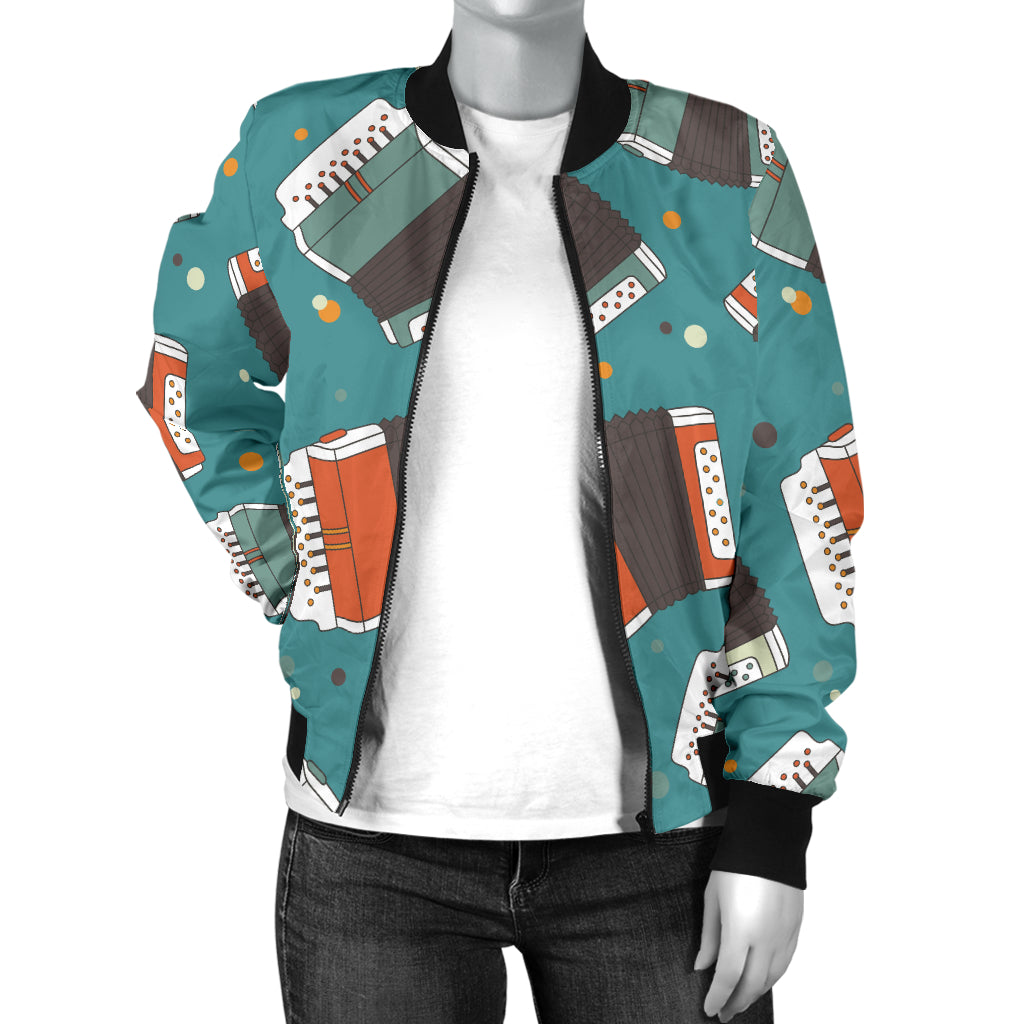 Accordion Pattern Print Design 02 Women's Bomber Jacket