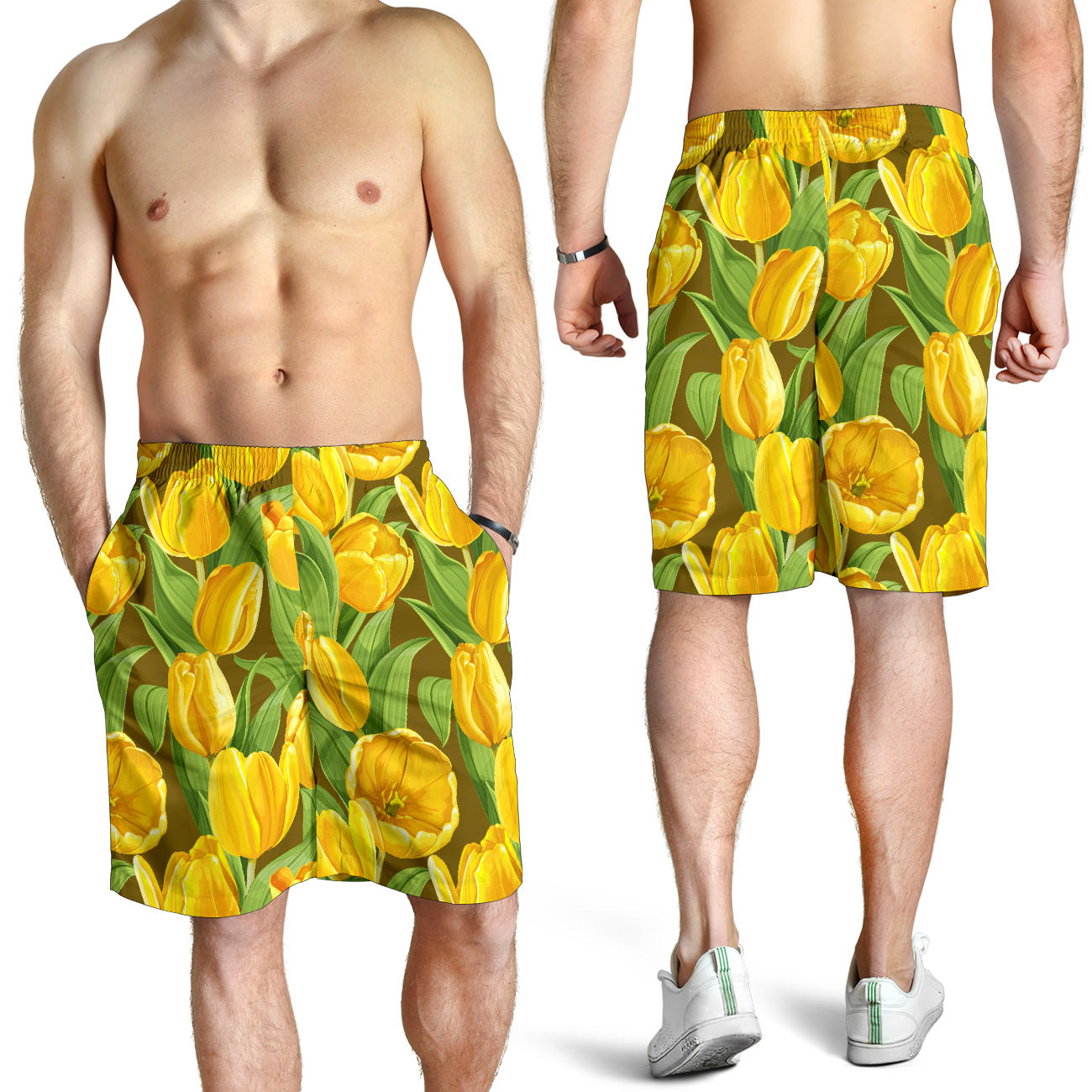 Tulip Yellow Pattern Print Design TP010 Mens Shorts