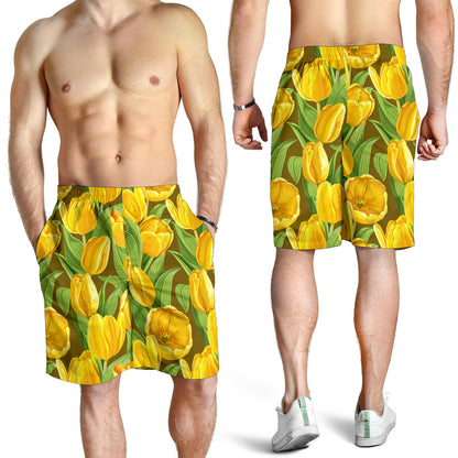Tulip Yellow Pattern Print Design TP010 Mens Shorts