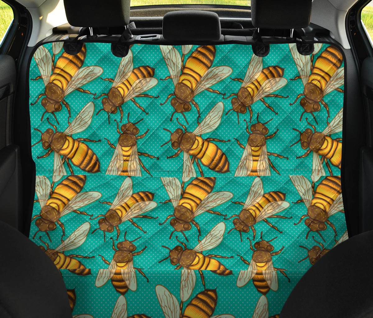 Bee Pattern Print Design BEE04 Rear Dog  Seat Cover