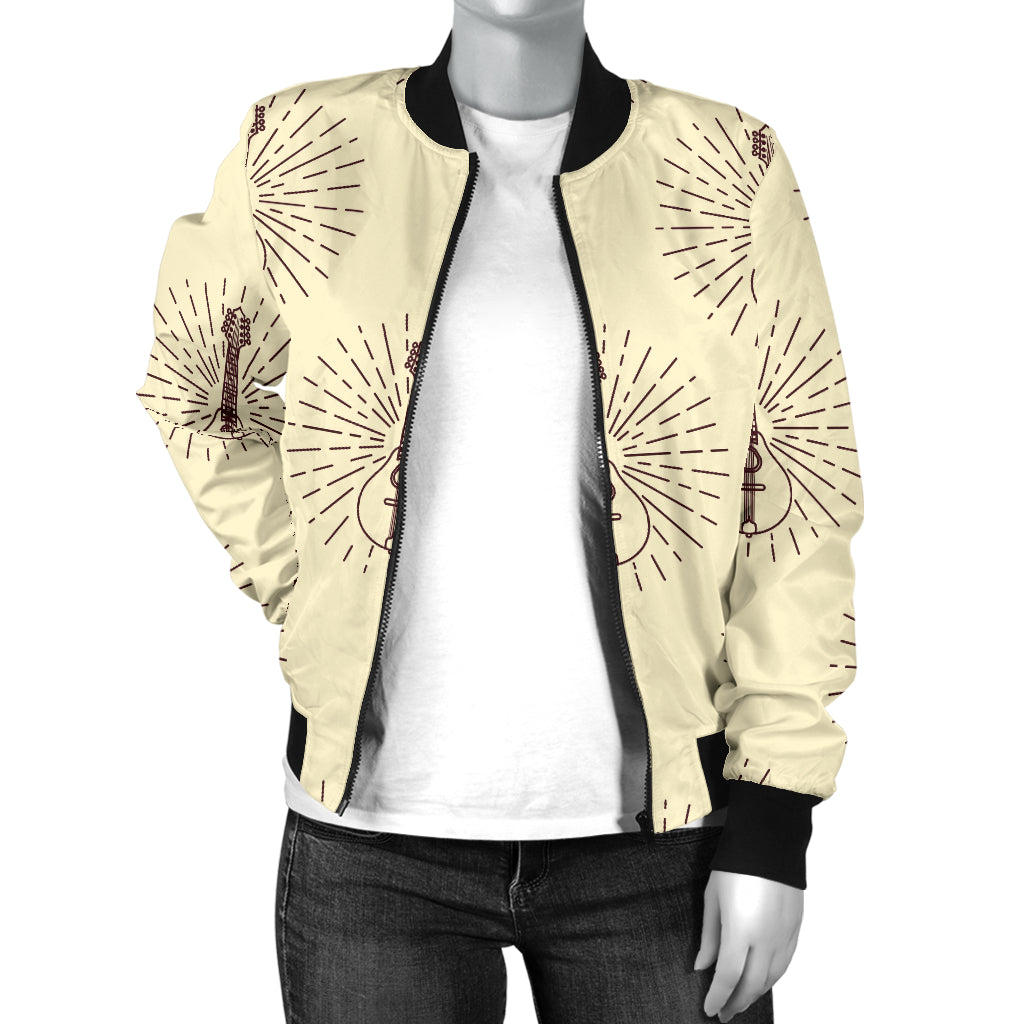 Mandolin Pattern Print Design 02 Women's Bomber Jacket