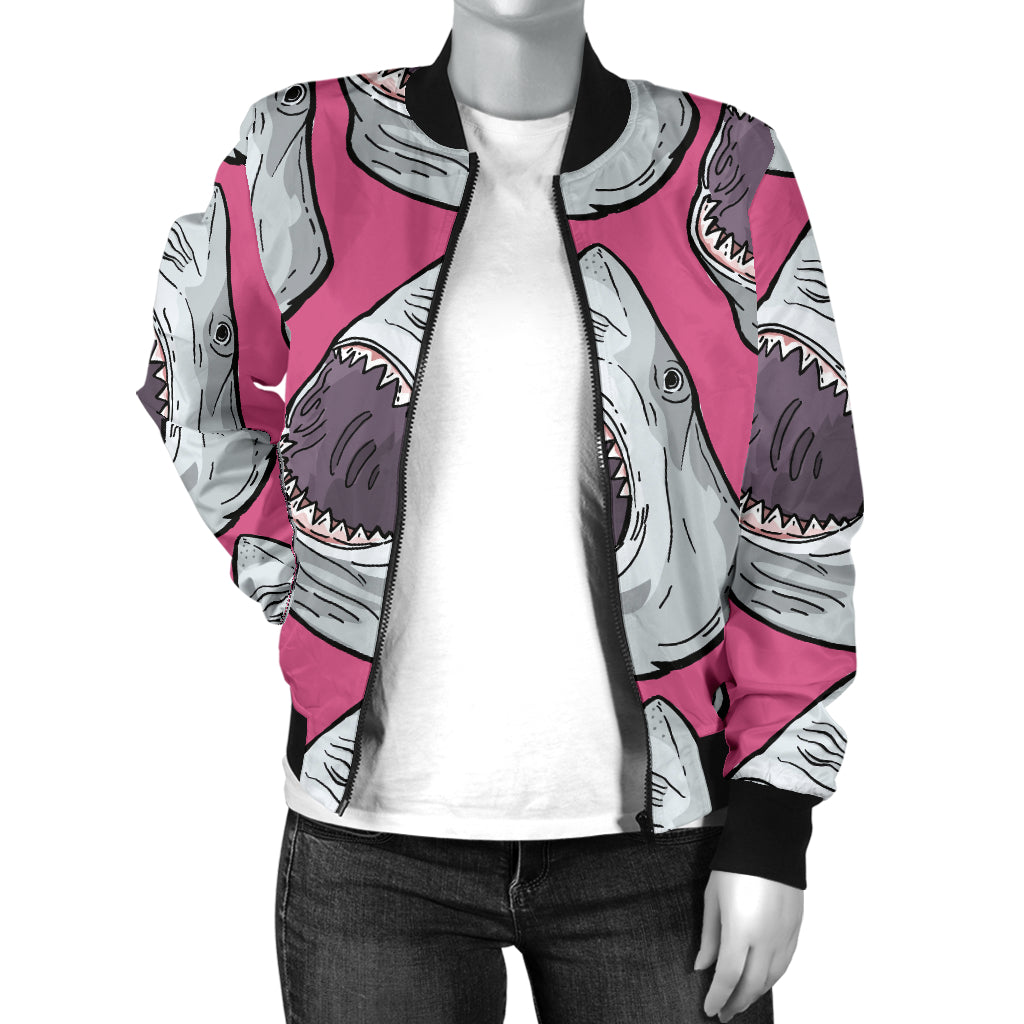 Great White Shark Pattern Print Design 01 Women's Bomber Jacket