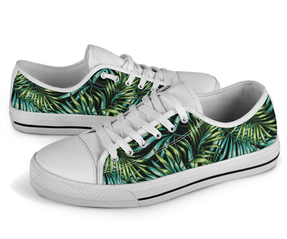 Tropical Flower Pattern Print Design TF08 White Bottom Low Top Shoes