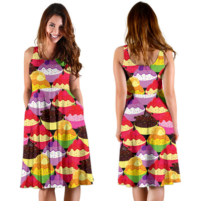 Cupcake Pattern Print Design CP02 Midi Dress