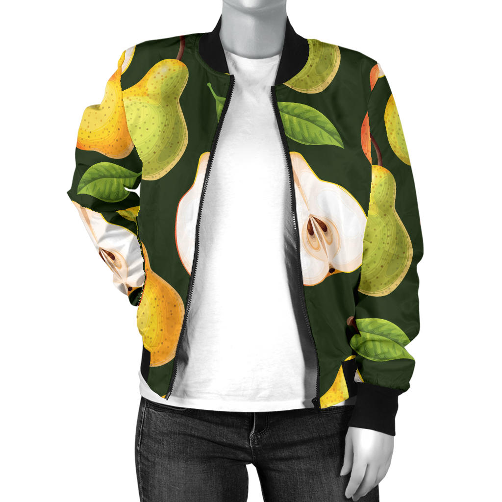 Pear Pattern Print Design PE06 Women Bomber Jacket