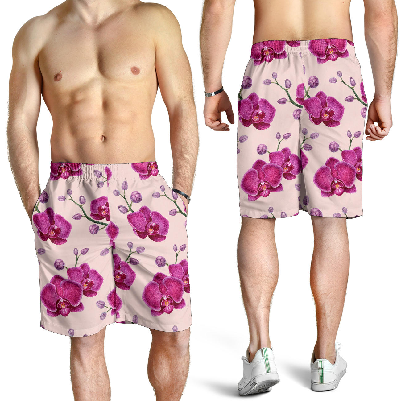 Orchid Pattern Print Design A02 Mens Shorts