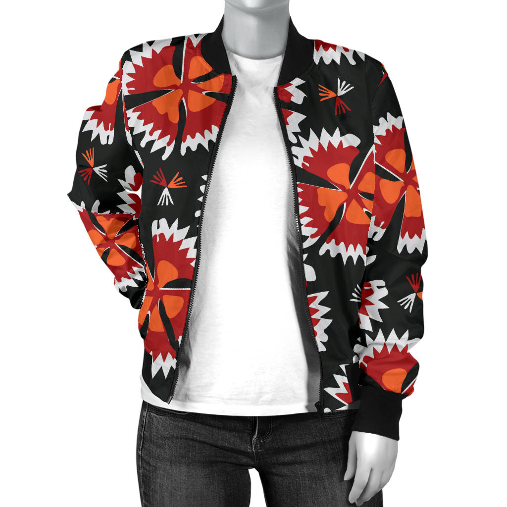Carnations Pattern Print Design CN03 Women Bomber Jacket
