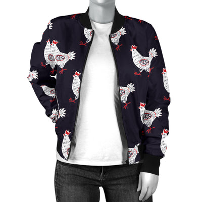 Chicken Pattern Print Design 03 Women's Bomber Jacket