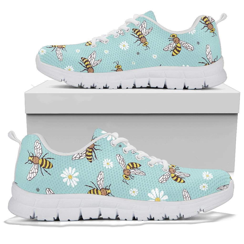 Bee Pattern Print Design BEE010 Sneakers White Bottom Shoes