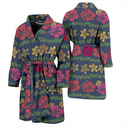 Hawaiian Themed Pattern Print Design H018 Men Bathrobe