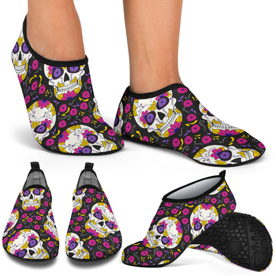 sugar skull Floral Pattern Aqua Water Shoes