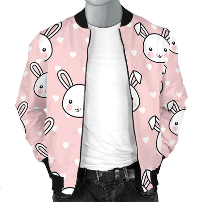 Rabbit Pattern Print Design RB02 Men Bomber Jacket