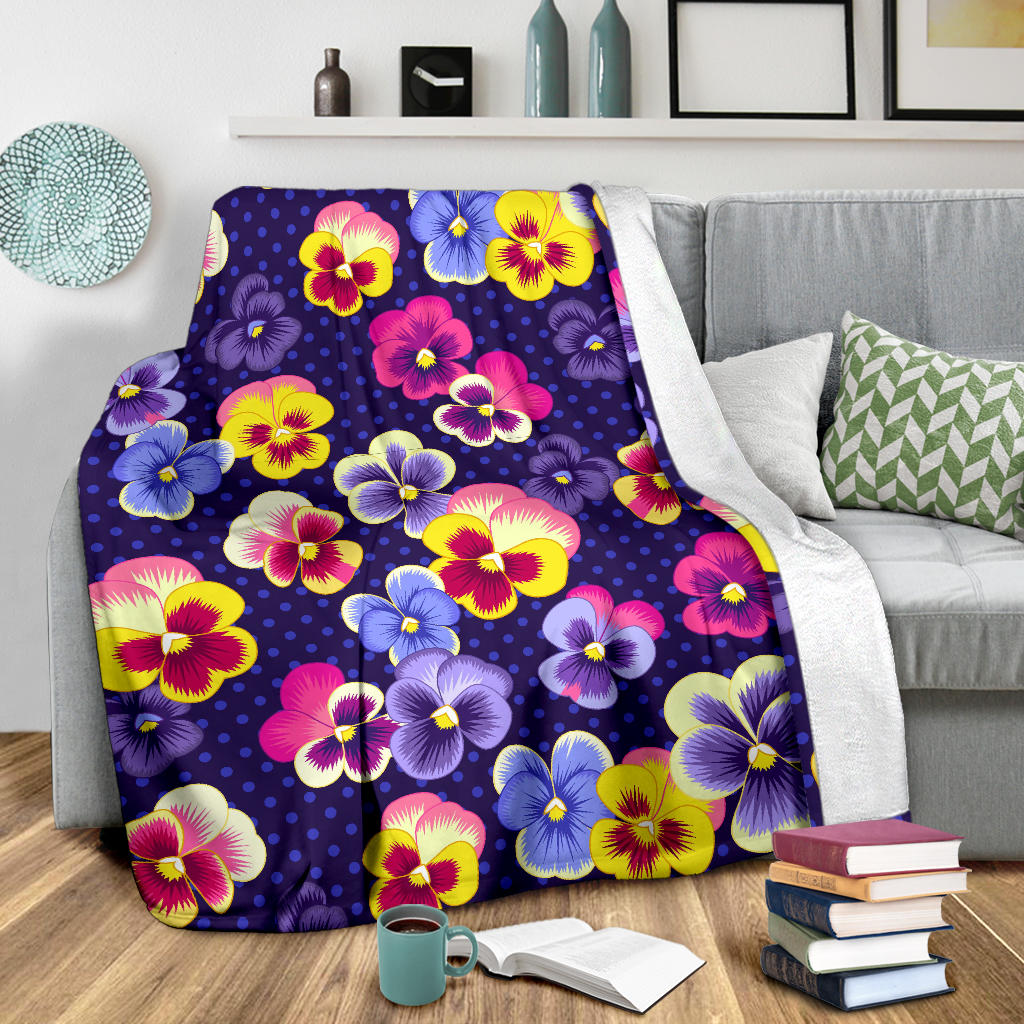 Pansy Pattern Print Design PS04 Fleece Blanket