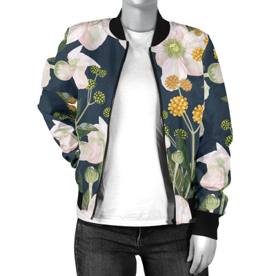 Anemone Pattern Print Design AM04 Women Bomber Jacket