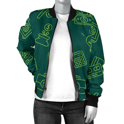 Accounting Financial Pattern Print Design 02 Women's Bomber Jacket