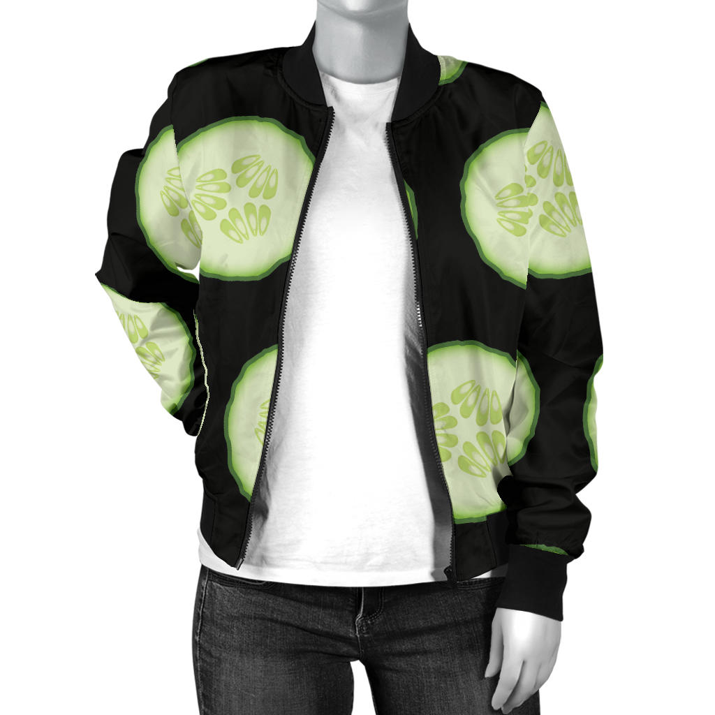 Cucumber Pattern Print Design CC02 Women Bomber Jacket