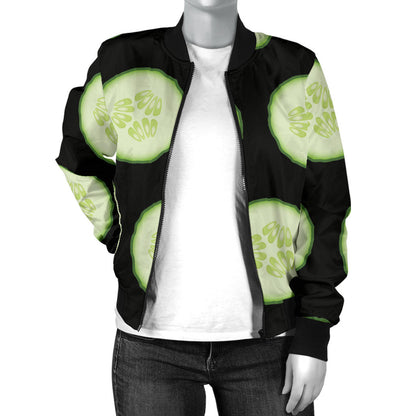 Cucumber Pattern Print Design CC02 Women Bomber Jacket