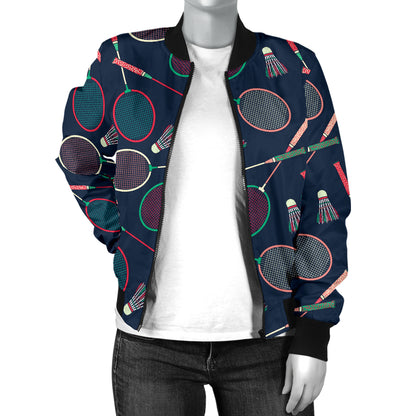 Badminton Pattern Print Design 03 Women's Bomber Jacket