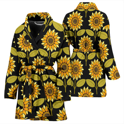 Sunflower Pattern Print Design SF015 Women Bathrobe