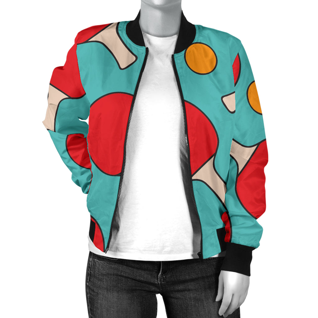 Ping Pong Pattern Print Design A01 Women's Bomber Jacket