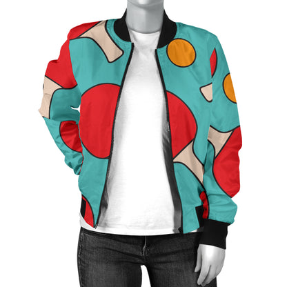 Ping Pong Pattern Print Design A01 Women's Bomber Jacket
