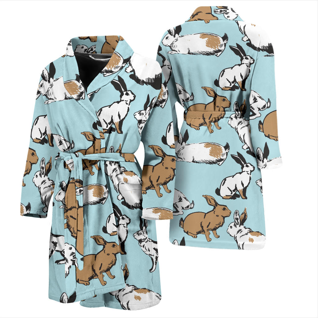 Rabbit Pattern Print Design RB018 Men Bathrobe