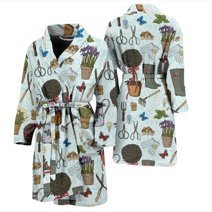Gardening Pattern Print Design G01 Men Bathrobe