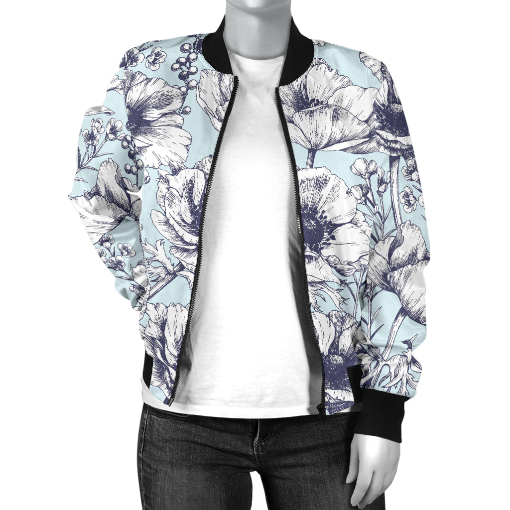 Anemone Pattern Print Design 02 Women's Bomber Jacket