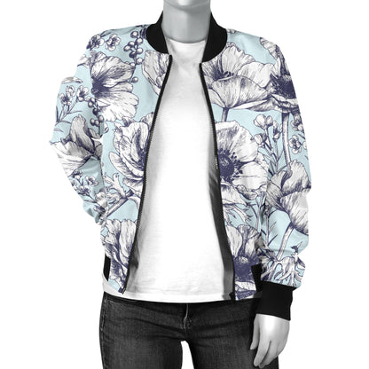 Anemone Pattern Print Design 02 Women's Bomber Jacket