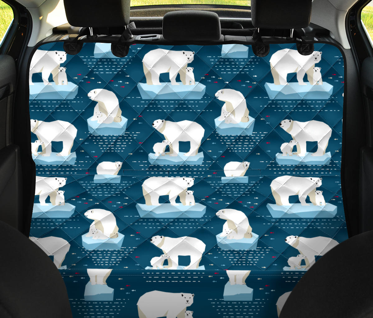 Polar Bear Pattern Print Design PB02 Rear Dog  Seat Cover