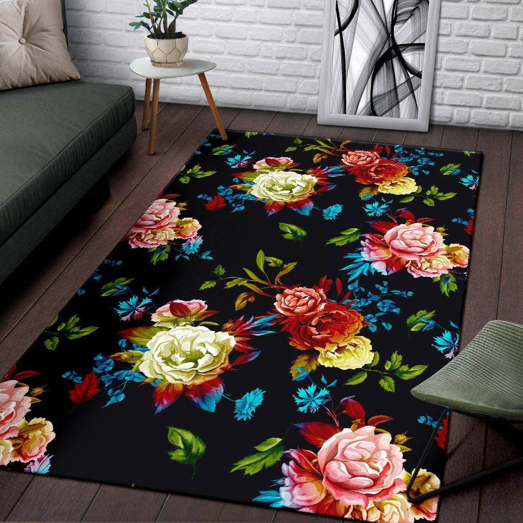 Peony Pattern Print Design PE07 Area Rugs