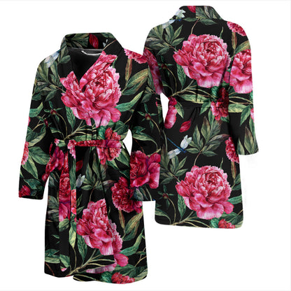 Peony Pattern Print Design PE04 Men Bathrobe