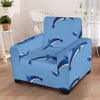 Dolphin Blue Print Armchair Slipcover