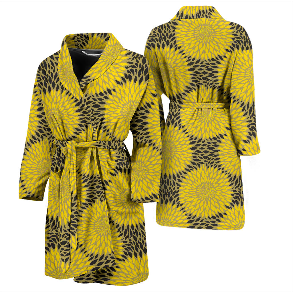 Sunflower Pattern Print Design SF06 Men Bathrobe