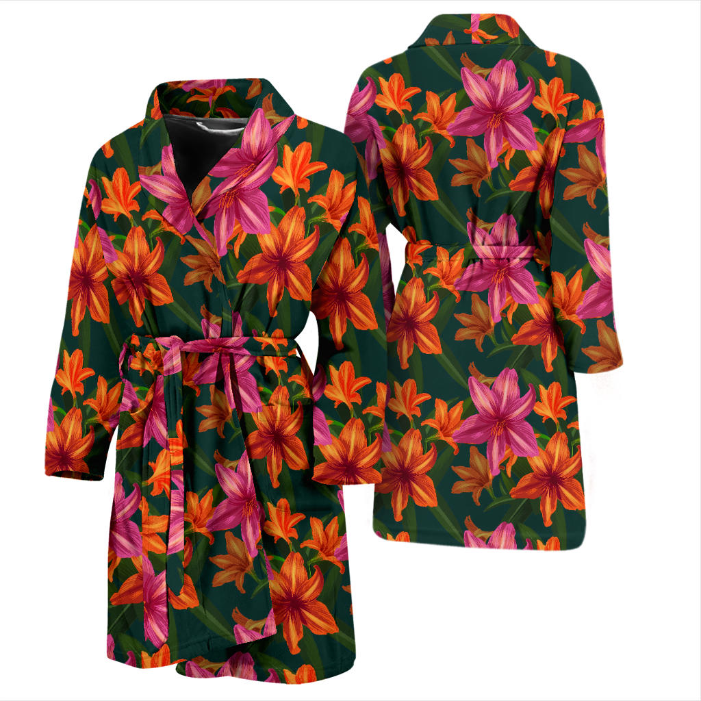 Amaryllis Pattern Print Design AL01 Men Bathrobe