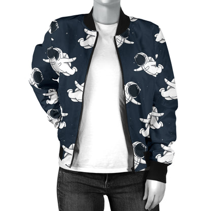 Astronaut Pattern Print Design 02 Women's Bomber Jacket