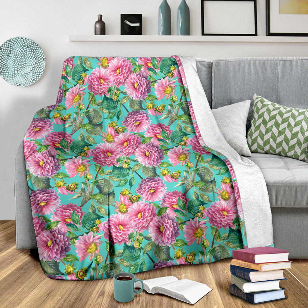 Dahlia Pattern Print Design DH07 Fleece Blanket