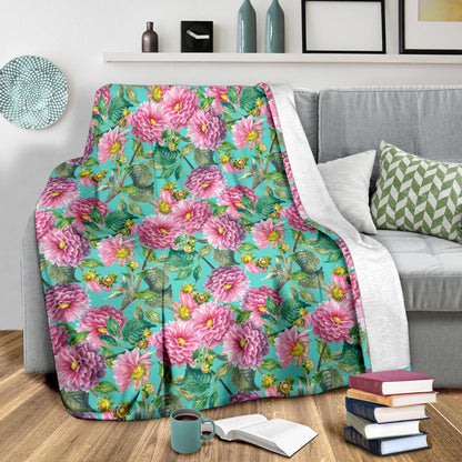 Dahlia Pattern Print Design DH07 Fleece Blanket