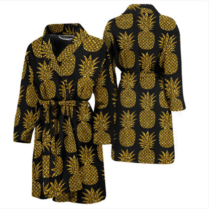 Gold Pineapple Pattern Print Design PP011 Men Bathrobe