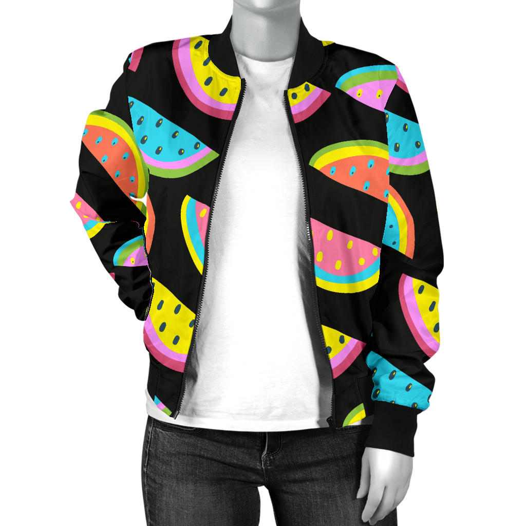 Watermelon Pattern Print Design WM08 Women Bomber Jacket