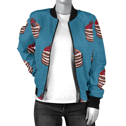 Pancake Pattern Print Design A03 Women's Bomber Jacket